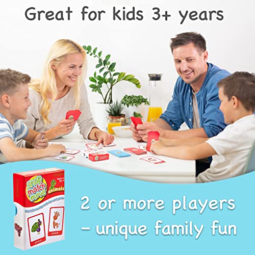 Animal Movement Cards for Kids, Active Games, 20 Animals, 52 Cards | Snap, Matching & Go Fish Game Modes, Gross Motor Activity, Indoor Outdoor, Classroom PE Homeschool, Toddler Exercise Cards - style: Animal Movement Cards