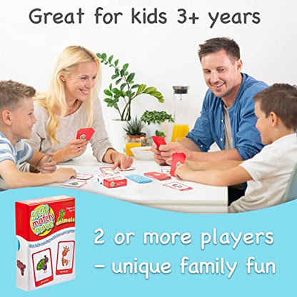 Animal Movement Cards for Kids, Active Games, 20 Animals, 52 Cards | Snap, Matching & Go Fish Game Modes, Gross Motor Activity, Indoor Outdoor, Classroom PE Homeschool, Toddler Exercise Cards - style: Animal Movement Cards
