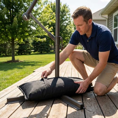 Peohud 200 LBS Sand Bags for Weight, 4 Pack Fillable Sandbags for Umbrella Base, Weatherproof Heavy Duty Weight Bags for Furniture Outdoor Garden Poolside Cantilever Umbrella Stand Accessories