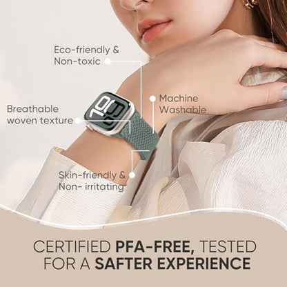 Braided Stretchy Nylon Band Compatible for Apple Watch Bands Women Men - color: Cactus, size: 44mm/45mm/46mm/49mm