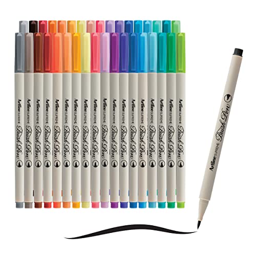 Artline Watercolor Brush Pens, Flexible Tip, EPFS-F, Botanical, 7 Pack | Water-based brush markers for drawing, calligraphy, lettering, coloring, blending, illustration and artist projects - size: 36-Pack