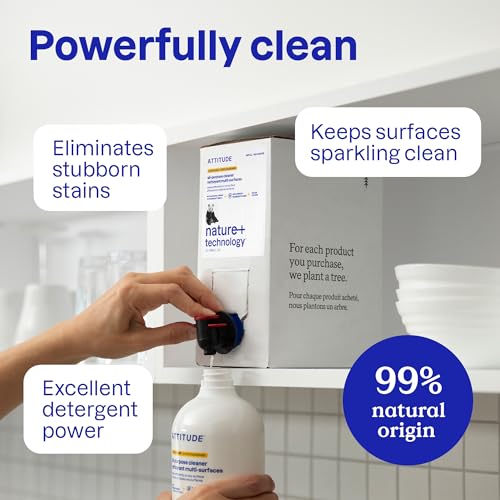ATTITUDE All Purpose Cleaner Spray, EWG Verified, Vegan, Made with 94% Plant-Based Ingredients, Streak-Free for Kitchen, Bathroom, Glass & More, Lavender, 27.1 Fl Oz (Pack of 3) - size: 27.1 Fl Oz (Pack of 3)