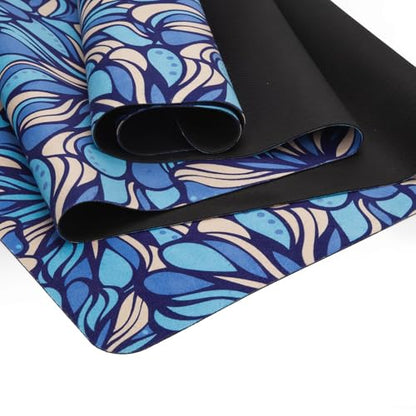 Travel Suede Yoga Mat 1.5mm Thick Non Slip Foldable Lightweigh Sweat Absorbent Exercise Mat for Hot Yoga Pilates Home Gym Outdoor, 72"L x 24"W, 3 lbs - color: Blue