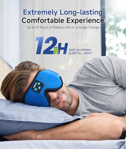 Voerou Sleep Mask Bluetooth 5.4 Headphones, Eye Masks for Sleeping with Ultra-Thin Stereo Speakers, Sleeping Mask Wireless Earbuds for Men Women Sleep, Cool Tech Gadgets for Teen Boys - color: Dark Blue