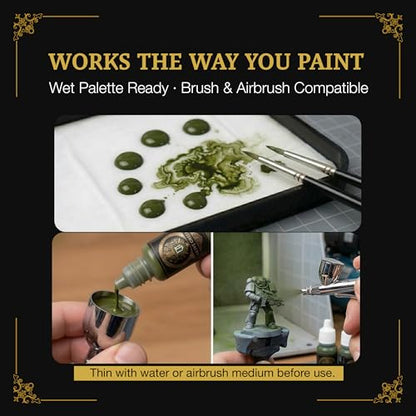 Ludus Bellum Miniature Paint Olive Green Color 18ml Dropper Bottle, Professional Acrylic Paint for Miniatures & Models, Provides Quality Acrylic Tones and Shades for Warhammer 40K D&D Figures - color: Olive Green
