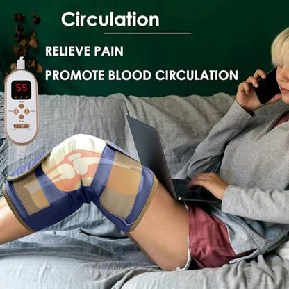 A Pair Large Screen Remote Control Knee Massager with Heat Vibration for Pain Relief Electric Heated Knee Brace with 7 Heat Levels and 10 Massage Mode, Gifts for Men Women (Purple)