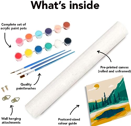 FQOVKYN 4 Pack Sunset Paint by Number for Adults Beginners, DIY Landscapes Paint by Numbers on Canvas, Acrylic Easy Painting by Numbers Oil Painting Kits for Home Wall Decor (8x8in)