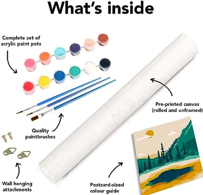 FQOVKYN 4 Pack Sunset Paint by Number for Adults Beginners, DIY Landscapes Paint by Numbers on Canvas, Acrylic Easy Painting by Numbers Oil Painting Kits for Home Wall Decor (8x8in)