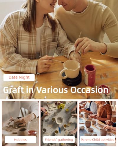Air Dry Clay Kit for Adults, Pottery Kit for Beginners, 48 PCS Clay Kit with Acrylic Paints, Stamps, Sculpting Tools & Step-by-Step Guide - Crafts for Birthdays Xmas Gift & Decor