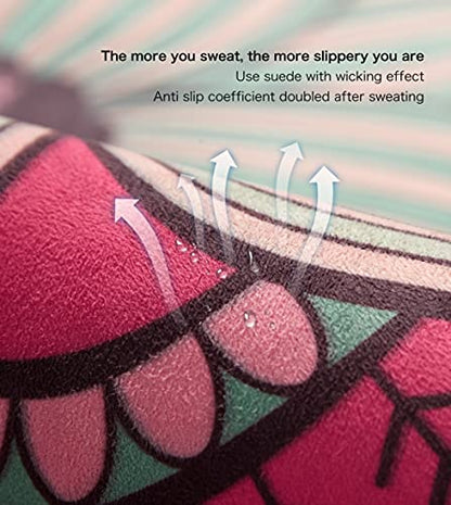 Knsbk Large Round Yoga Mat 4.6'X3.5mm for Exercise Premium Extra Thick, Ultra Comfortable, Non Slip, Meditation Mat - color: pink blossom