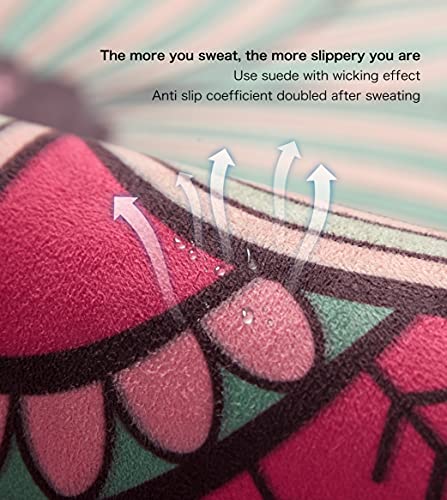 Knsbk Large Round Yoga Mat 4.6'X3.5mm for Exercise Premium Extra Thick, Ultra Comfortable, Non Slip, Meditation Mat - color: pink blossom