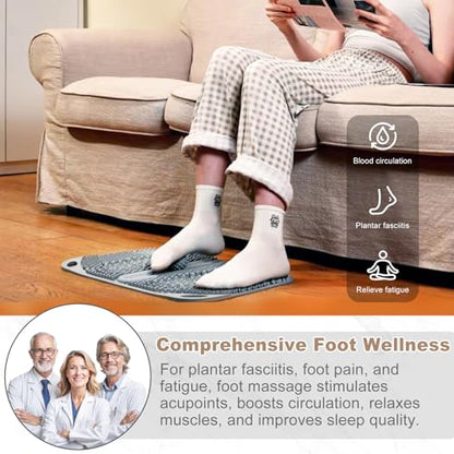 FREATECH Foot Massage Acupressure Mat with Massage Balls for Foot Pain & Plantar Fasciitis Relief, Zoned Reflexology Pressure Point Mat for Sitting & Standing, Safe Food-Grade Silicone, 22'' x 13''