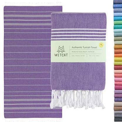 WETCAT Turkish Beach Towel Oversized (38"x71") 100% Turkish Cotton, Made in Turkey - Sand Free, Extra Large, Ultra Soft, Quick Drying, Compact & Lightweight for Travel - Dark Purple - color: Dark Purple, size: Beach Towel (38" x 71")