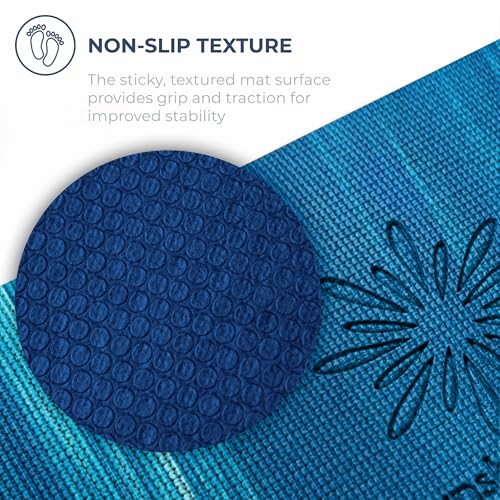 Summit Yoga Mat, 72"x24"6mm Thick - color: Marble Teal/Turquoise with Grommets