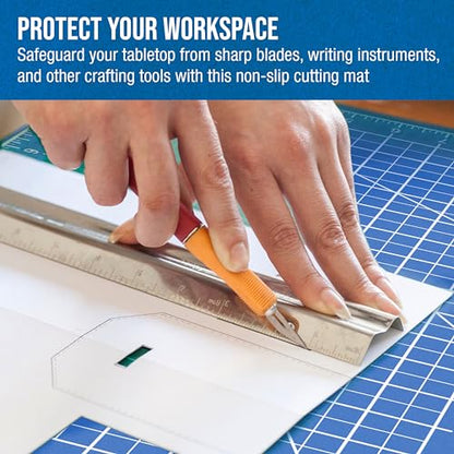 U.S. Art Supply 9"x12" Self-Healing Cutting Mat 5-Ply Pink/Blue | Double-Sided Pink/Blue Craft Mat, Non-Slip Cutting Mats for Crafts, Sewing, Quilting, Scrapbooking - color: Pink/Blue