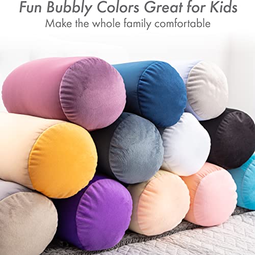 Microbead Bolster Neck Roll Pillow, 14x8 in Cylinder Tube, Aqua Green | Silky smooth face helps prevent sleep creases and hair breakage, light squishy support for head and shoulders, travel ready - color: Aqua Green