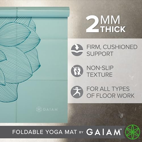 Gaiam Foldable Yoga Mat, 2mm Icy Paisley - color: Serene Dahlias