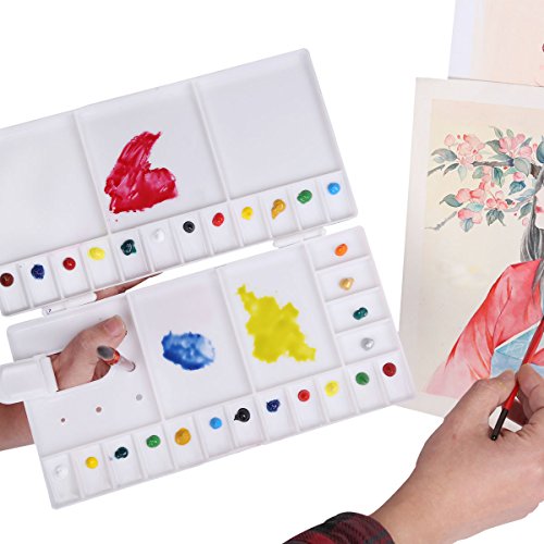 Transon Paint Palette Box 33 Wells for Mixing Gouache, Acrylic and Oil Paint with 1 Paint Brush - size: 33 Wells