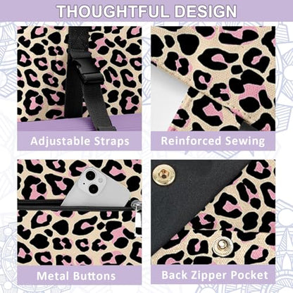 Yoga Bag for Women, Large Canvas Yoga Mat Tote Bag with Yoga Mat Carrier | Large Mat Pocket Fitness Tote for Pilates, Gym, Travel, Office & Beach - color: Leopard print
