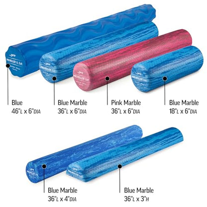 OPTP PRO-Roller Soft Density Foam Roller – Half-Round, Blue, 36"L x 3"H | Low density soft foam roller for physical therapy, Pilates, yoga foam roll exercises, and muscle recovery, Half-round - color: Blue 36" X 6" X 3" Half-round
