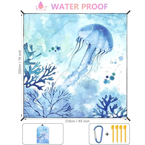 Beach Blanket Sandproof Extra Large Beach Mat Adults Waterproof Sand Free | Quick Drying Made By Premium Polyester with 4 Stakes & 4 Corner Pockets for Outdoor Travel Camping Hiking - color: Sm, size: 79" X 83"