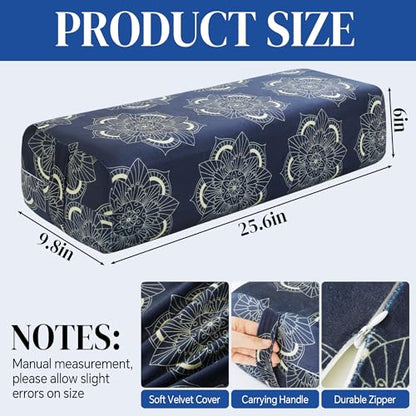MABOZOO Yoga Bolster Pillow, Triple-Layer Sponge Rectangular Yoga Bolster with Carry Handle Meditation Pillow with Washable Cover for Restorative, Meditation - color: Blue Print