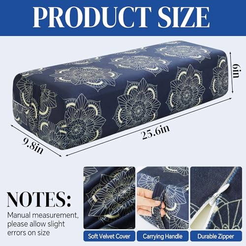 MABOZOO Yoga Bolster Pillow, Triple-Layer Sponge Rectangular Yoga Bolster with Carry Handle Meditation Pillow with Washable Cover for Restorative, Meditation - color: Blue Print
