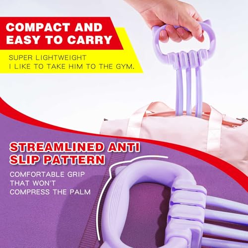 6 Gear Adjustable Resistance Bands, Fitness Resistance Bands Exercise Bands with Comfort Grips, Unisex, for Arms, Chest Extender, Home Workout, Fitness, Pilates - color: Purple