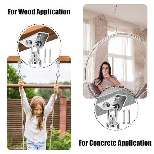 2 Packs Swing Hanger 304 Stainless Steel 1763lbs Capacity Heavy Duty Swing Hardware Set Ceiling Mount Swivel Swing Hook for Hammock Chair, Swing Hanger, Punching Bag,Yoga Outdoor and Indoor