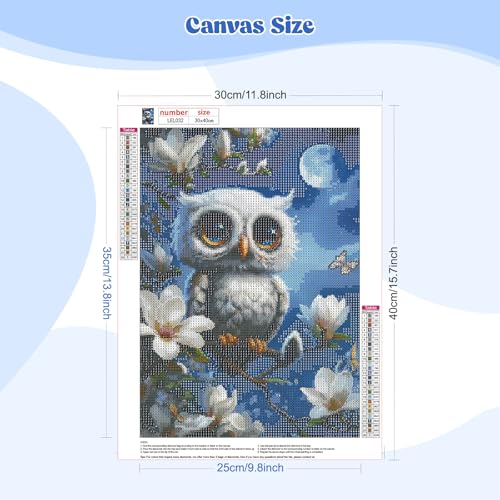 EOBROMD Diamond Art Kits for Adults Animal, DIY Cute Owl Painting Kits for Adults Beginners, 5D Full Drill Diamond Dots with Gem Art and Crafts for Home Wall Decor 12x16inch - color: 13-Cute Owl