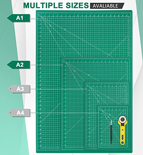 Density-upgraded 9"x12" Self Healing Cutting Mat, Idemeet Rotary Sewing Mat for Crafts, 5-Ply Blade Table Protector Cut Board for Fabric Leather Cutting Quilting Modeling Hobby Project, A4, Green - color: Green, size: 12"L x 9"W