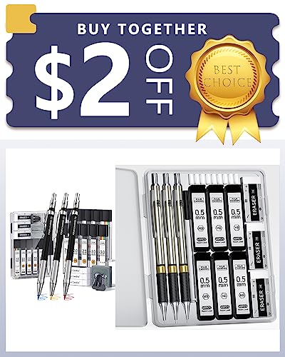 Four Candies Art Mechanical Pencil Set 3PCS 2MM Mechanical Pencils+Metal Mechanical Pencil Set - 3PCS 0.5mm Art Mechanical Pencils