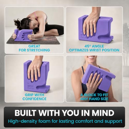 WRISTBuddy® Yoga Blocks 2 Pack, High Density Non-Slip, Hand-Shaped Design | 60% less wrist pressure —patented hand-shaped design eases wrist discomfort for yoga, Pilates, push-ups, planks & handstands. - color: Lavender