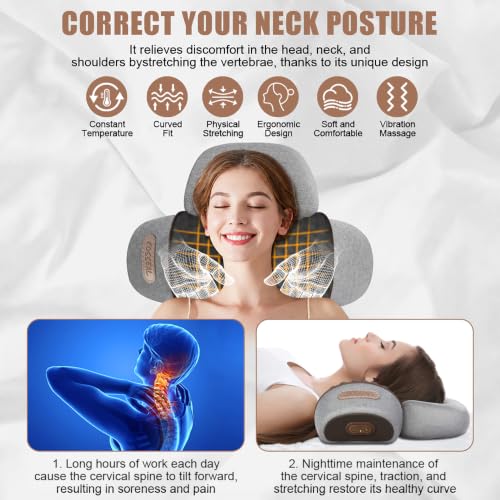 Pillow Neck Massager Hump: Fisiorest 3-in-1 Neck Massager Pillow for Neck Shoulder Pain Relief, Heated Neck Massager Pillows with Heating,Traction,Vibrating Function, Callixe Thera Pillow