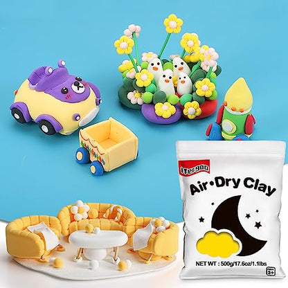 ifergoo 500g Yellow Air Dry Clay, 1.1LBS Foam Magic Modeling Clay for Kids | Refill Foam Magic Clay for School Art & Craft Project, Slime Supplies, Ultra-light & Soft, Gift for Age 3-12 Boys & Girls - color: Yellow/500g