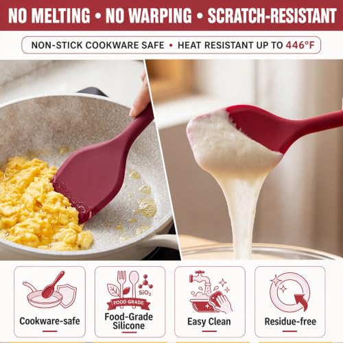 Kitchen Utensils Set,9 PCS Silicone Cooking Utensils Set Spatula Set,Cooking Utensils Tool,Tongs,Spoon,Whisk,Brush,Dishwasher Safe Kitchen Gadgets for Non-Stick Cookware,Home Essential(Red) - color: PERSIAN RED