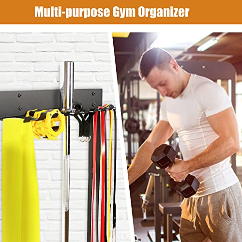 Multi-Purpose Storage Rack Resistance Bands Hook Gym Storage Rack Fitness Bands Rack Heavy Duty Rack 11 Hooks for Resistance Bands, Straps, Jump Ropes, Foam Rollers, Weight Belts, Tools (L-23") - style: L-23"