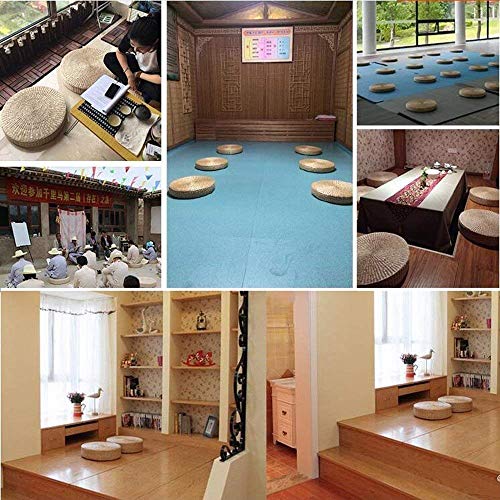HUAWELL 2 Pack Tatami Floor Pillow Sitting Cushion Bigger Size,Round Padded Room Floor Straw Mat for Outdoor Seat (Dia: 19.7) - style: 19.7 Inch