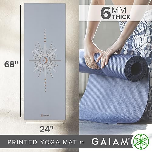 Gaiam Premium Yoga Mat, 6mm Thick Print Mat - color: Violet Vision