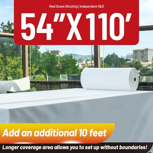 Plastic Table Cloth, 110 Ft X 54 In Disposable Tablecloth White Tablecloth | PEVA Plastic Table Cloth Disposable with Sliding Cutter Plastic Table Cover Roll for Picnics, Parties, Birthdays, Weddings - color: White, size: 1320" x 54" (Rectangular)