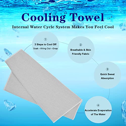 Cooling Towel,Vofler [4 Pack] Cool Towels Microfiber Chilly Ice Cold Head Band Bandana Neck Wrap (40"x 12") for Athlete Men Women Youth Kids Dogs Yoga Outdoor Golf Running Hiking Sports Camping Travel - color: Gray*2/Black*2
