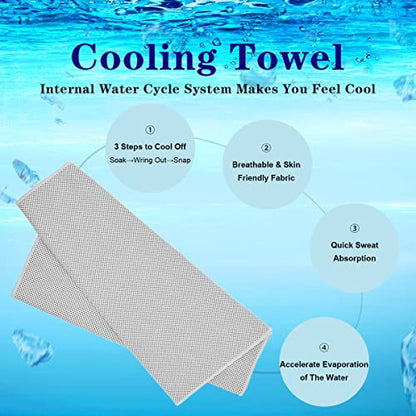 Cooling Towel,Vofler [4 Pack] Cool Towels Microfiber Chilly Ice Cold Head Band Bandana Neck Wrap (40"x 12") for Athlete Men Women Youth Kids Dogs Yoga Outdoor Golf Running Hiking Sports Camping Travel - color: Gray*2/Black*2