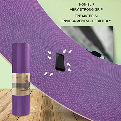 Yoga Mat 1/3" (8mm) Thick Non-Slip, Women Men Fitness & Exercise Mat, 72"Lx24"W Eco-Friendly TPE Workout Mat with Carrying Strap for Yoga, Pilates, Home Gym, Floor Exercises - color: Modena