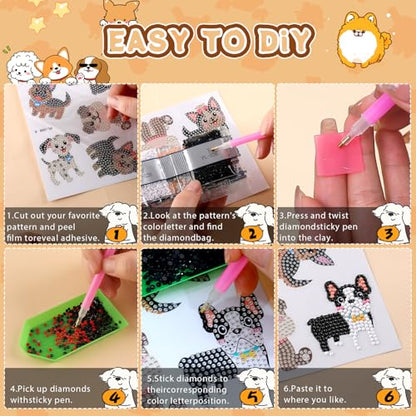 Labeol Diamond Art Kits for Kids Boys and Girls Ages 6-8-10-12 Easy to DIY Creative Diamond Art Sticker Craft by Numbers Kits for Kids and Adult Beginners (Puppy) - style: Puppy