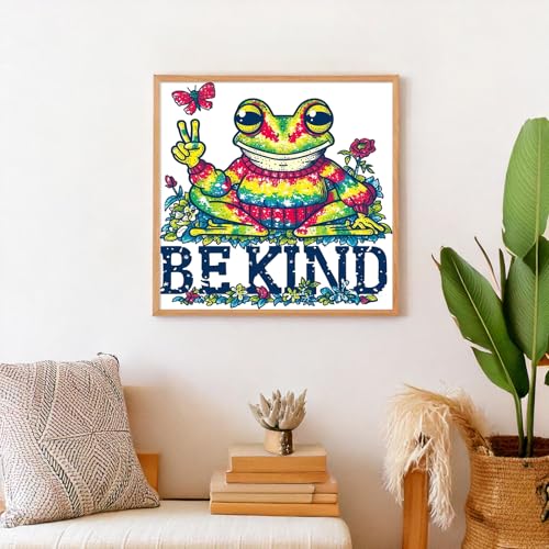 PRASIO Frog Diamond Art Kits for Adults Beginner, Cute Animals 5D Diamond Painting Kits for Adults, DIY Round Full Drill Gem Art Painting and Crafts for Gift Home Wall Decor 14x14 Inch - color: XM-DP-ColorfulFrog-3535