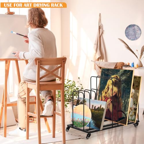 ikare Art Canvas Storage Rack, Art Storage Rack with Wheels | Adjustable Art Storage Easel Display Stands for Canvas Boards, Panel, Crafts Drying & Print Racks, Frame