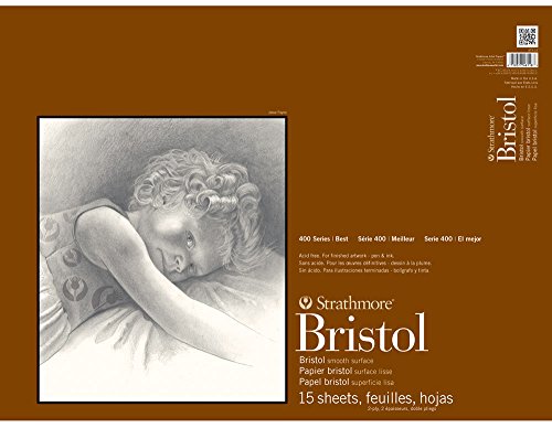 Strathmore 400 Series Tape Bound 2-Ply Bristol Pad, Smooth Surface, 18 X 24 inches, White, 15 Sheets (475-18) - color: White, size: 18x24