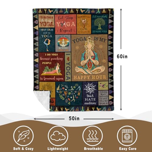 Yoga Gifts for Women, Funny Yoga Gifts for Yogas Lover, Yogas Gift for Instructor Teacher, Pilates Lover Gift Ideas for Women Birthday, Pilates Presents, Zen Meditation Presents 60"X50" Blanket