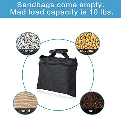 10 Packs Sandbags with 10 PE Bags, Heavy Duty Sand Bags, Sand Bags for Weight with Zipper and Buckle Straps for Support Light Stand, More 2/4/6/8/10/12 Packs Sand Bag to Choose. - size: 10 PCS