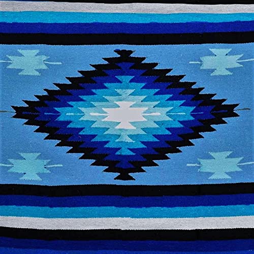 Open Road Goods Handwoven Mexican Diamond Blanket, Throw, or Yoga Bolster - Blue - color: Blue Blanket